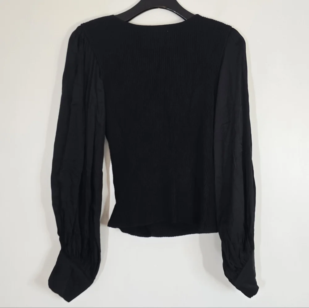 Anthropologie Twofer Faux Wrap Sweater Small Black